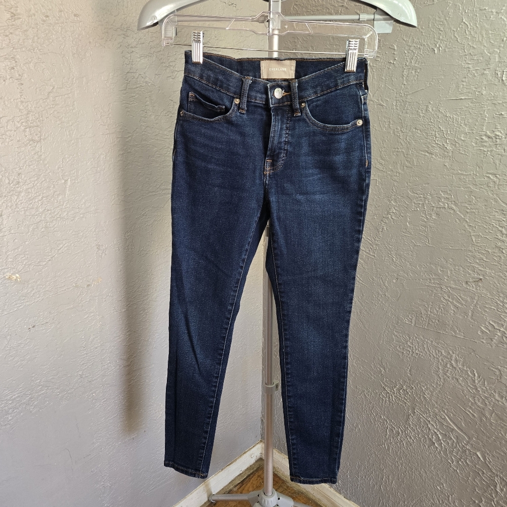 Everlane Mid Rise Ankle Skinny Classic Blue Women's Jeans 24 Dark Wash